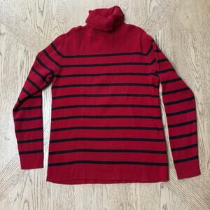 Lauren Ralph Lauren Ribbed Turtleneck Sweater Red‎ Blue Striped Large